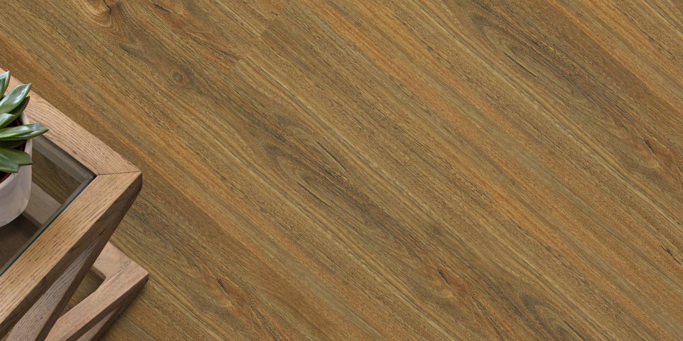 Wooden floor with a plant on a wooden table